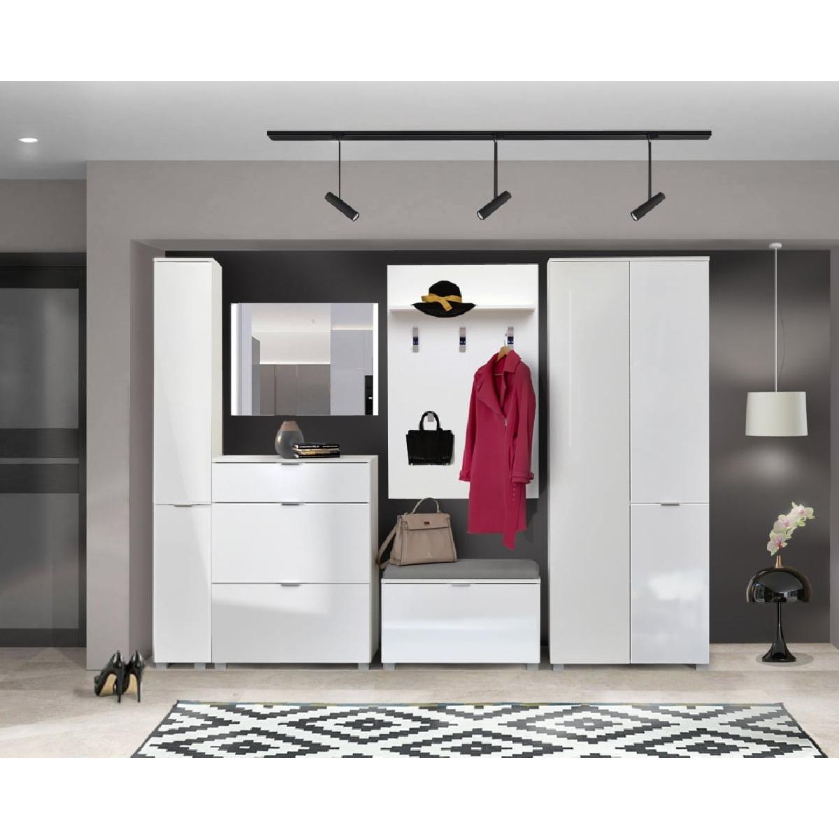 Ντουλάπα εισόδου ELEGANCE 80 λευκό γυαλιστερό 80x38x208,5