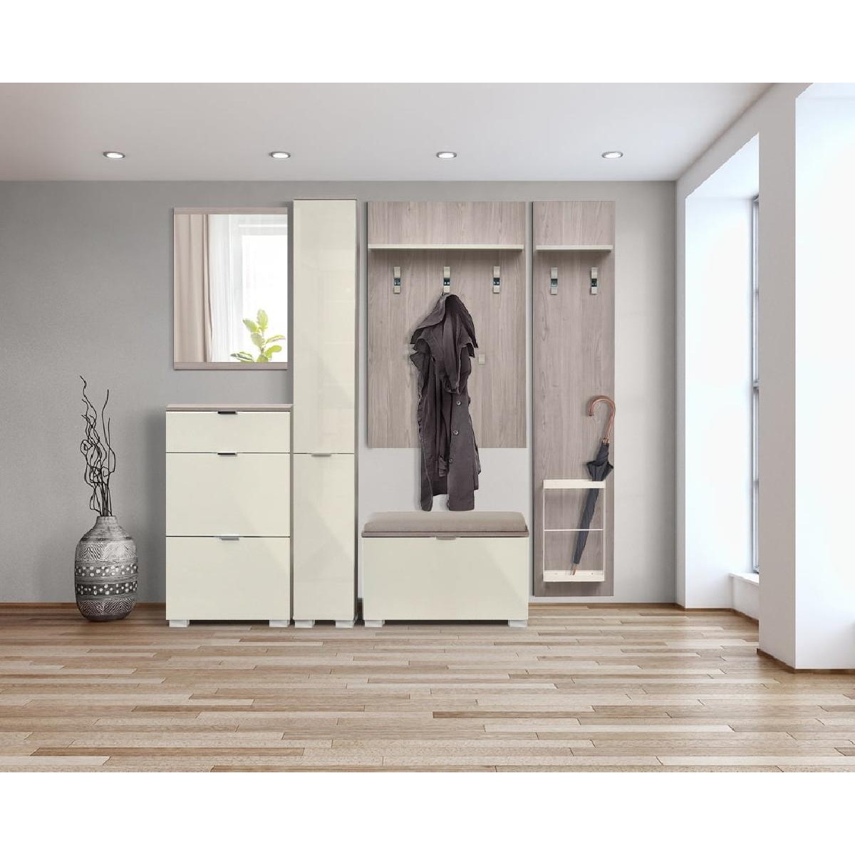 Ντουλάπα εισόδου ELEGANCE 80 nordic δρυς/ άμμου γυαλιστερό 80x38x208,5