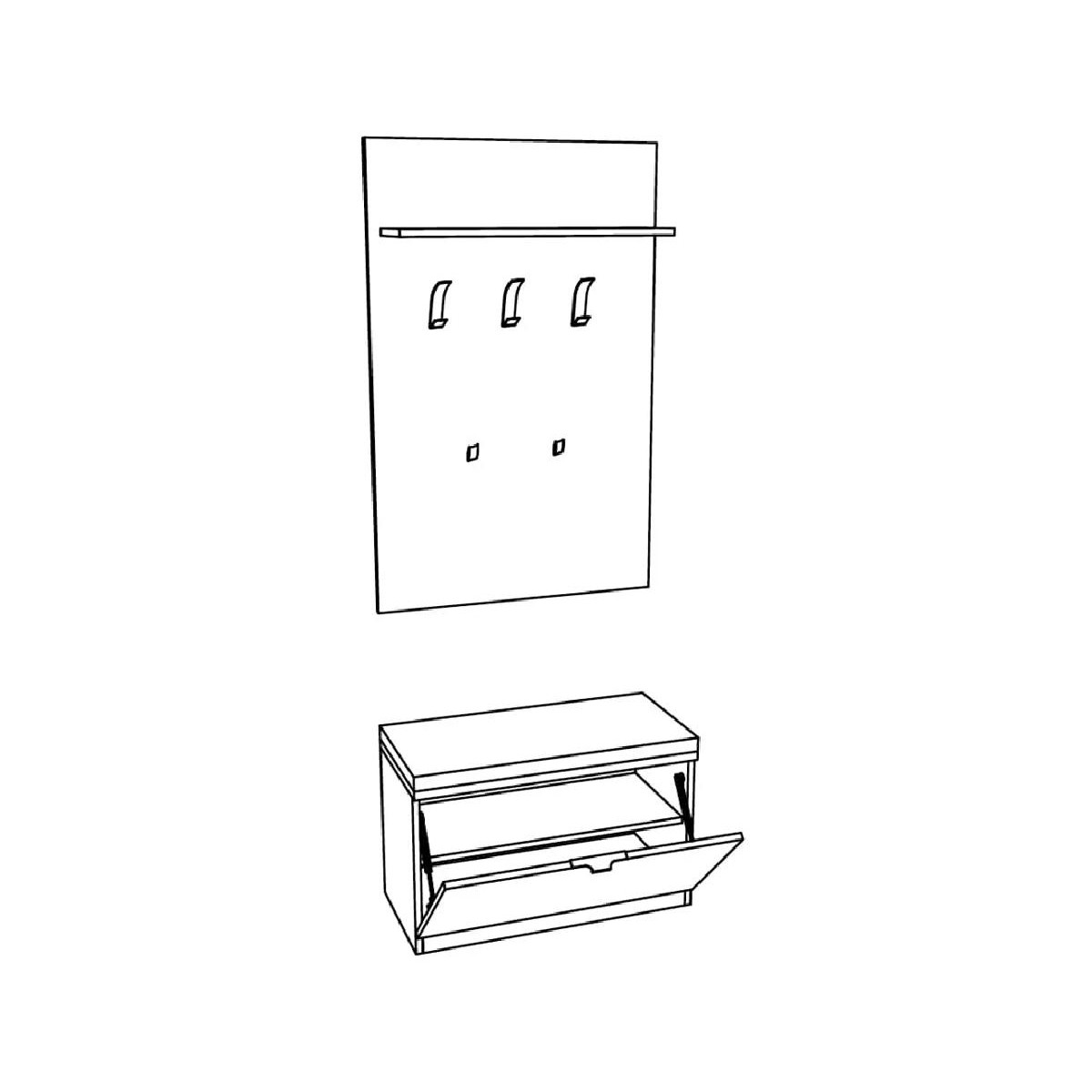 Κρεμάστρα παπουτσοθήκη ELEGANCE 80 λευκό γυαλιστερό 80x38x208,5