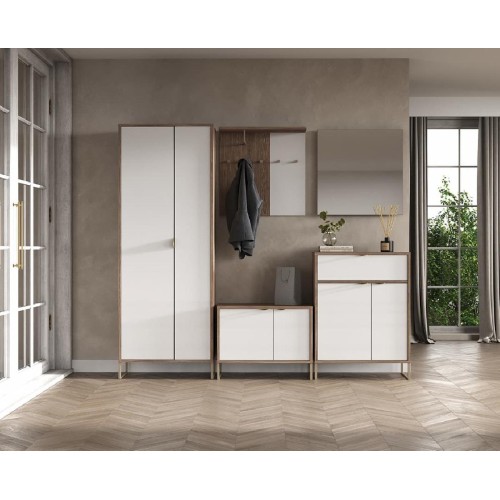 Ντουλάπα εισόδου Denver Δρυς Kalaj με Λευκό γυαλιστερό 71x35x188 Ντουλάπα εισόδου Denver Δρυς Kalaj με Λευκό γυαλιστερό 71x35x188