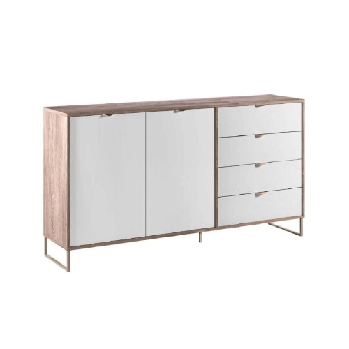 Μπουφές Κομότα Denver Δρυς Kalaj με Λευκό γυαλιστερό 172,8x40x92,6εκ.