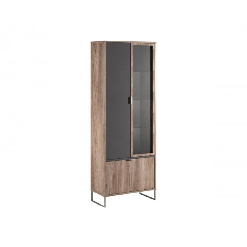 Βιτρίνα ψηλή Denver Δρυς Kalaj με Γκρι 71x35x190,2εκ.