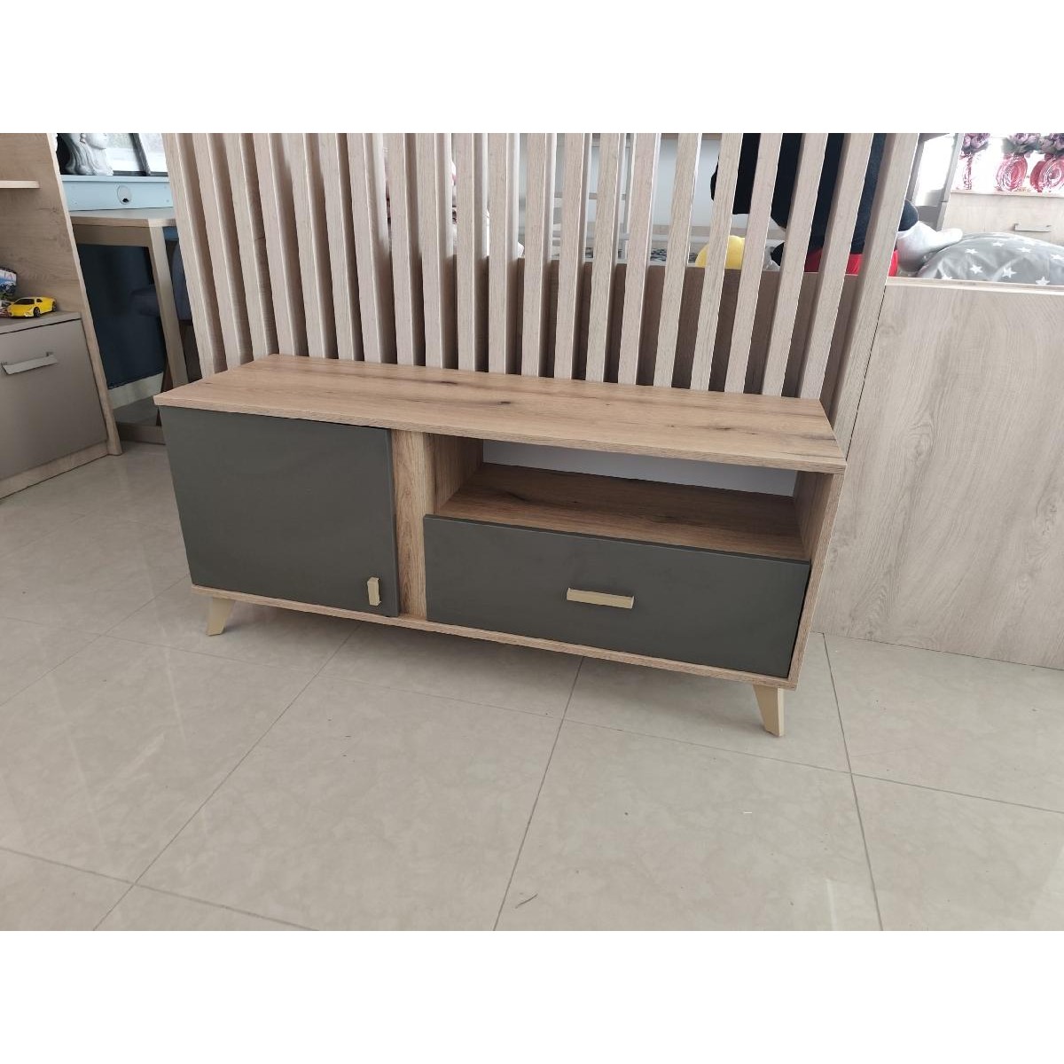 Επιπλο τηλεόρασης Porto Artisan/ Γκρι 120x40x51εκ.