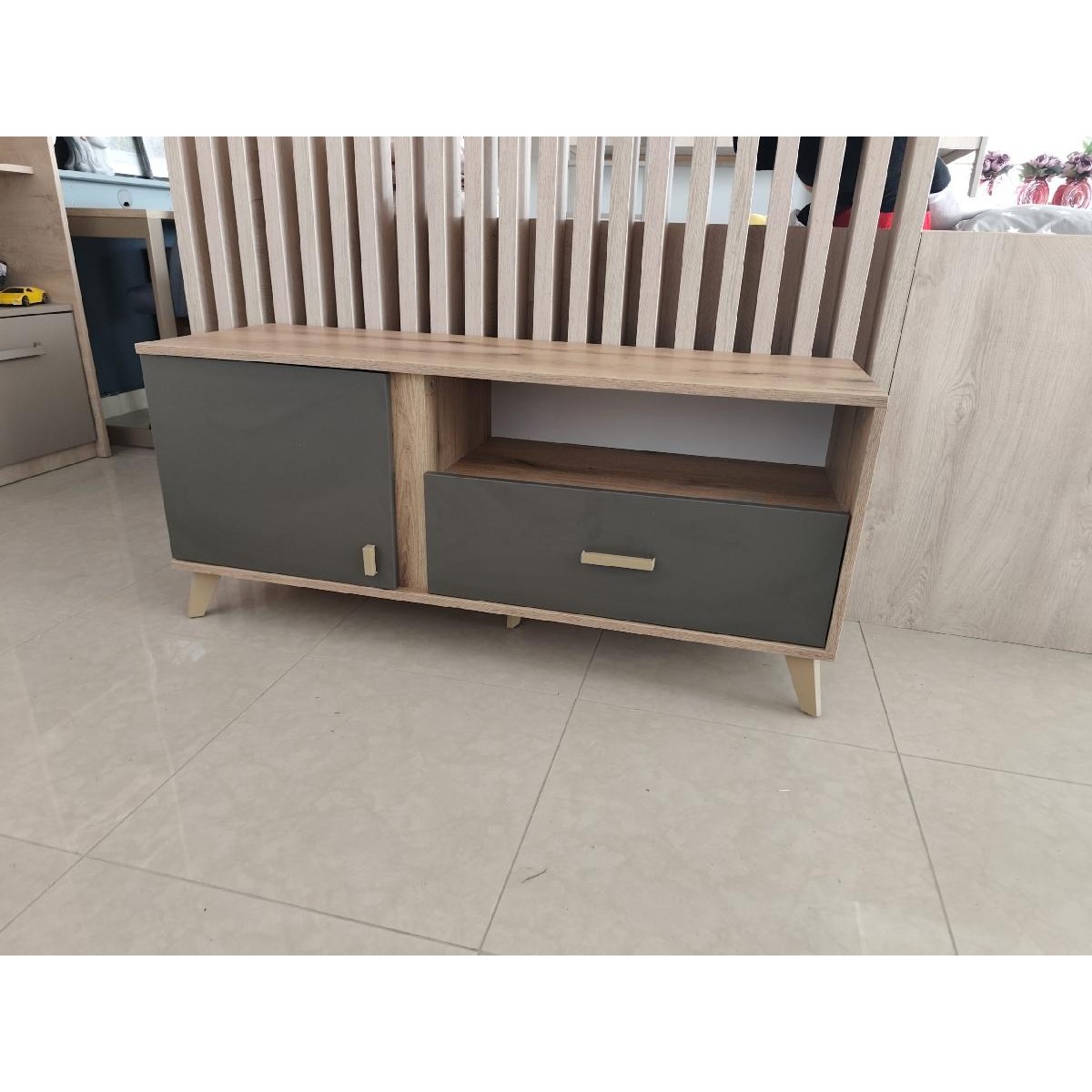 Επιπλο τηλεόρασης Porto Artisan/ Γκρι 120x40x51εκ.