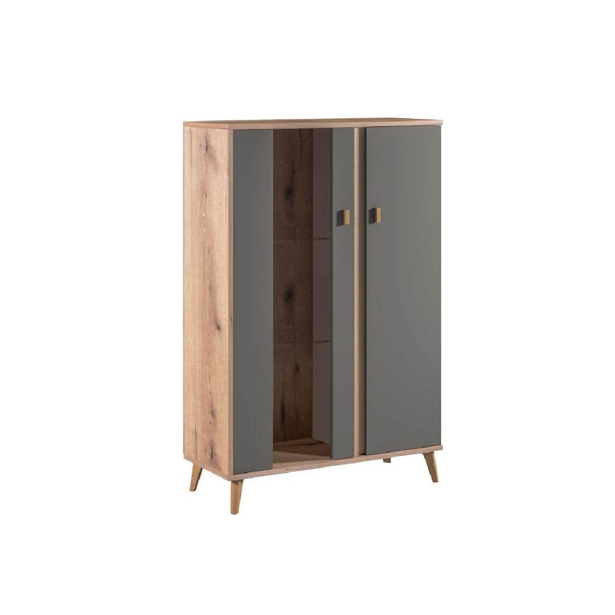 Βιτρίνα χαμηλή Porto Artisan/Γκρι 90x35x133εκ.