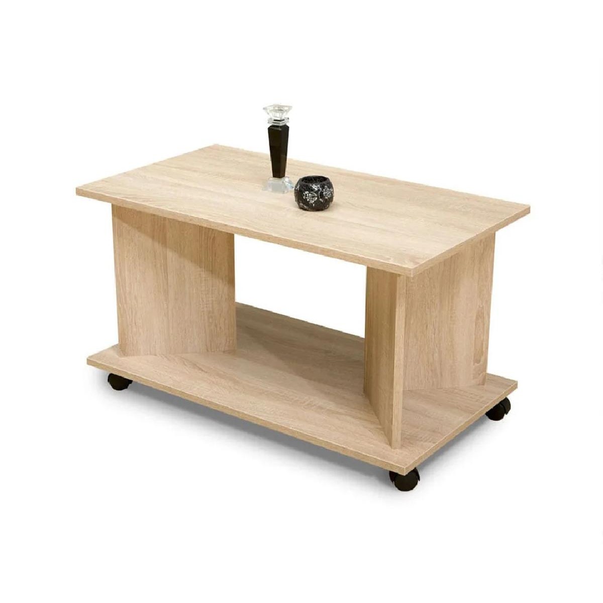 Τροχήλατο τραπέζι σαλονιού HERMES δρυς 90x50x50