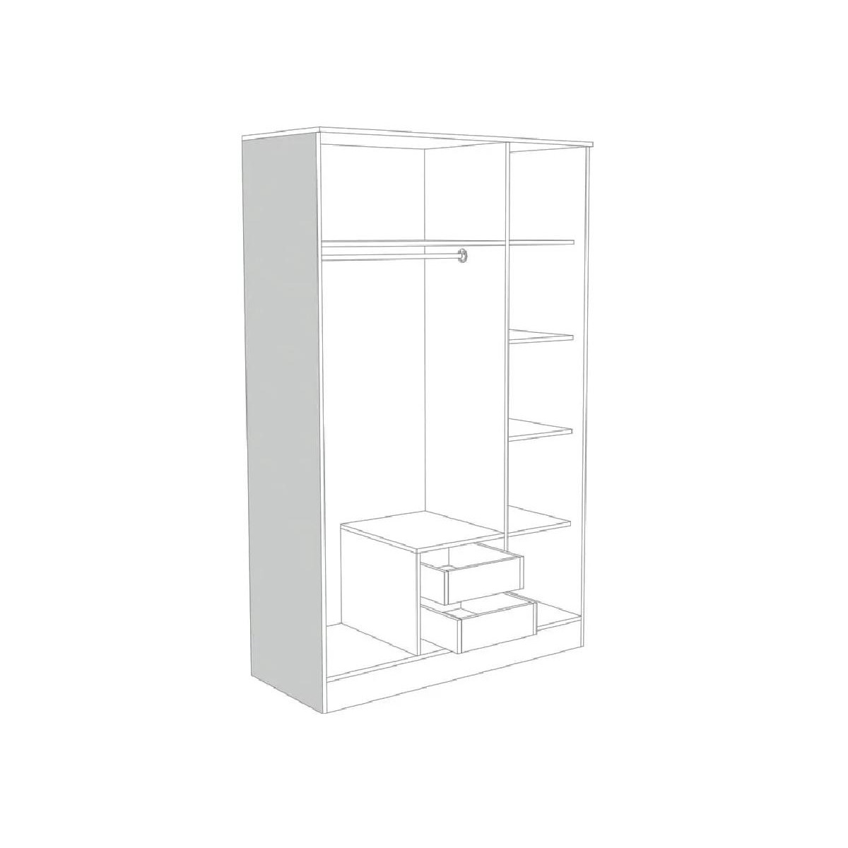Ανοιγόμενη ντουλάπα με 2 συρτάρια IVA 3K2F δρυς πάγου 123x53x200
