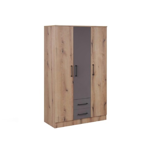 Ανοιγόμενη ντουλάπα με 2 συρτάρια IVA 3K2F artisan/ γκρι 123x53x200