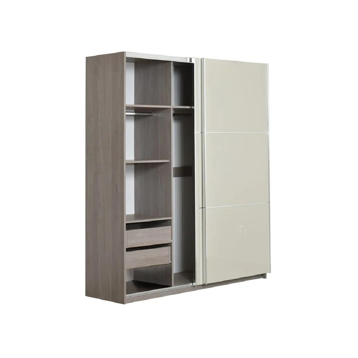 Συρόμενη ντουλάπα με μηχανισμό βαρέως τύπου ELEGANCE 180 nordic δρυς/ άμμου γυαλιστερό 179x64x221,5