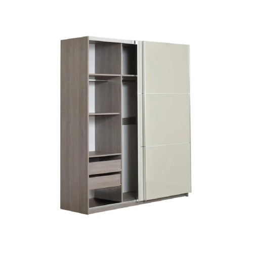 Συρόμενη ντουλάπα με μηχανισμό βαρέως τύπου ELEGANCE 180 nordic δρυς/ άμμου γυαλιστερό 179x64x221,5