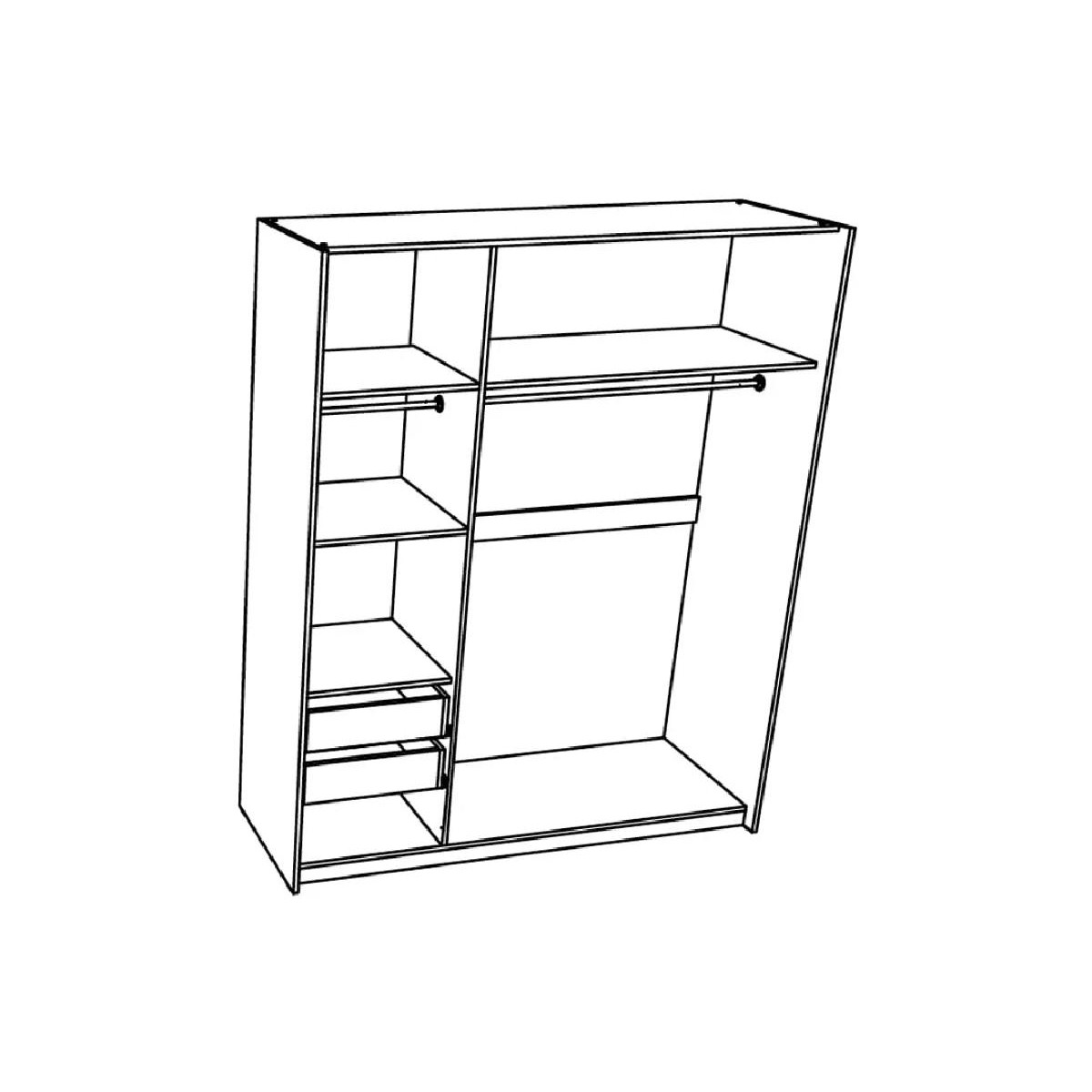 Συρόμενη ντουλάπα με μηχανισμό βαρέως τύπου ELEGANCE 180 nordic δρυς/ άμμου γυαλιστερό 179x64x221,5