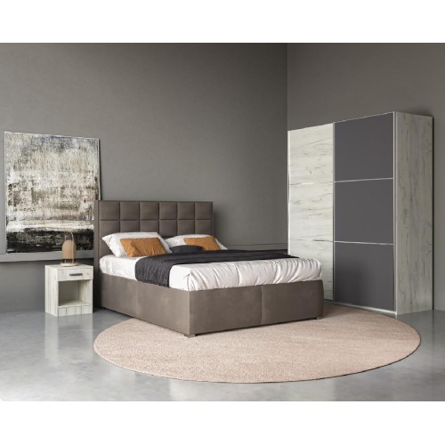 Συρόμενη ντουλάπα με μηχανισμό βαρέως τύπου AP 230 δρυς πάγου/ ανθρακί 229x64x221,5