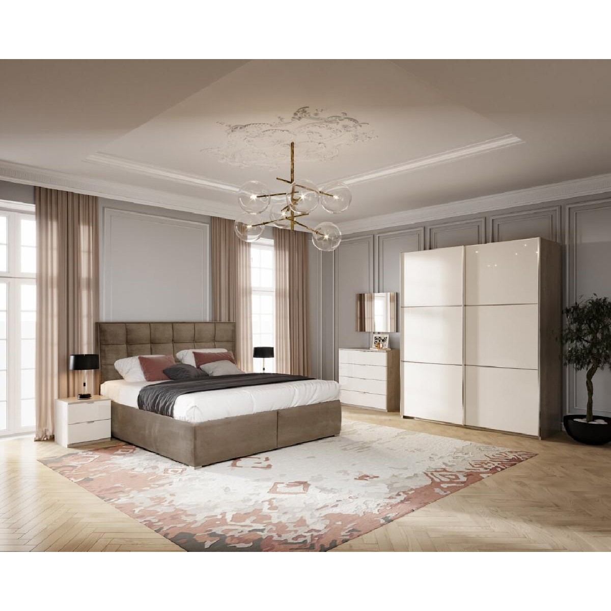 Συρταριέρα ELEGANCE 4F nordic δρυς/ άμμου γυαλιστερό 90x48x87