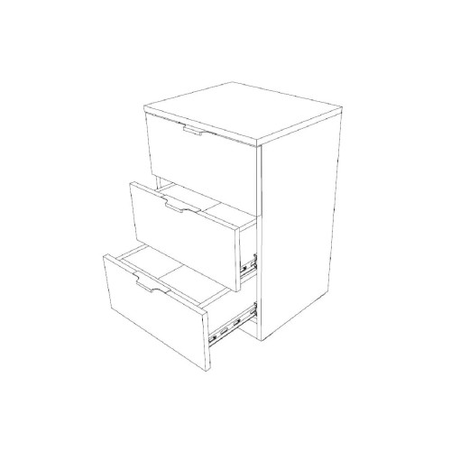 Κομοδίνο με 3 συρτάρια ELEGANCE 3F λευκό γυαλιστερό 45x38x67