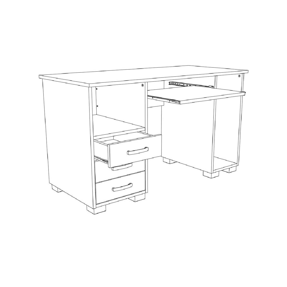 Γραφείο Ana 3F με 3 συρτάρια λευκό 130x60x75