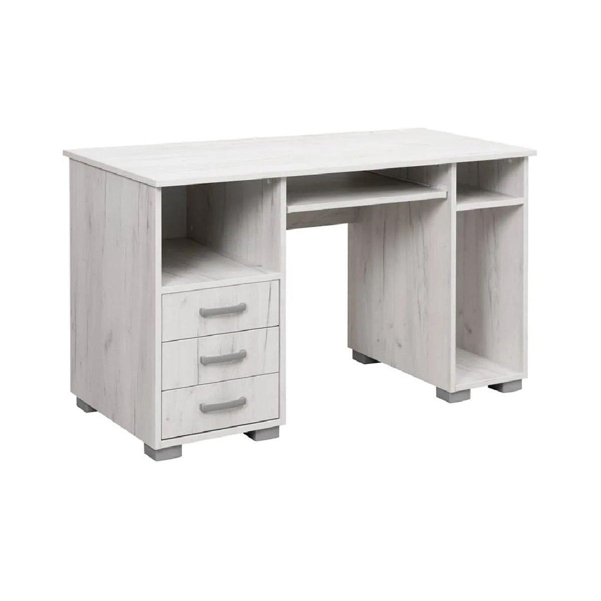 Γραφείο Ana 3F με 3 συρτάρια δρυς πάγου 130x60x75