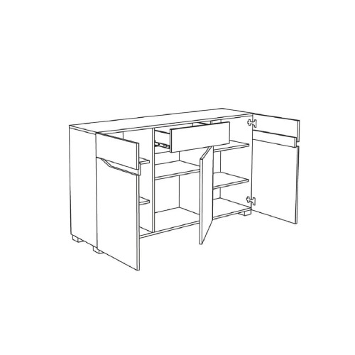 Μπουφές κομότα VENETO V160 tobacco/ λευκό γυαλιστερό 160x43x90