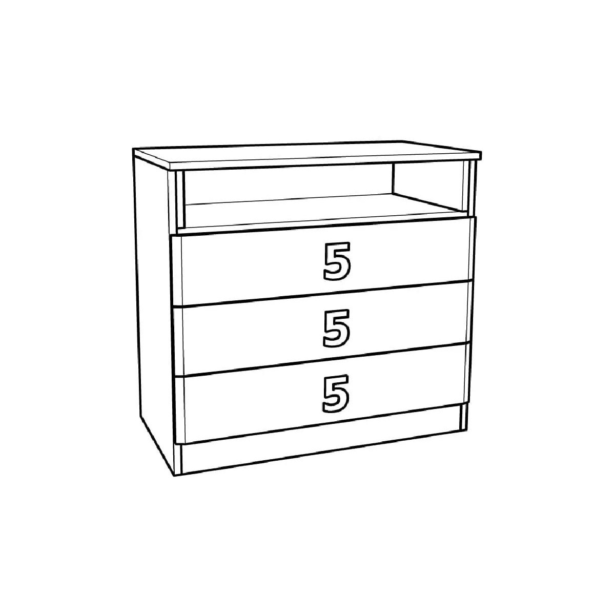 Συρταριέρα Numero 3F Ασπρος Δρυς/Πράσινο