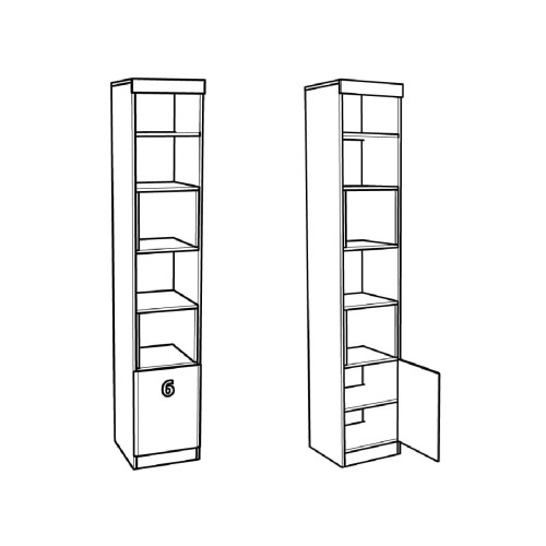 Βιτρίνα στήλη βιβλιοθλήκη Numero 1V άσπρος δρυς/ λαχανί 40x42x217,5