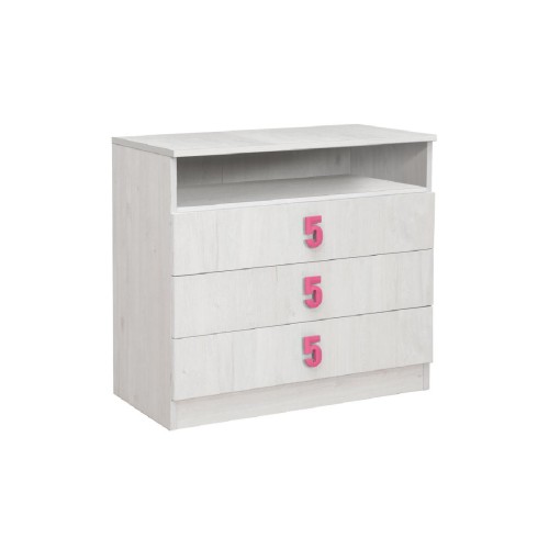 Συρταριέρα Numero 3F Ασπρος Δρυς/Ροζ Συρταριέρα Numero 3F Ασπρος Δρυς/Ροζ