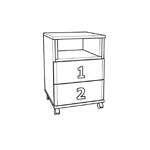 Κομοδίνο Numero 2F Ασπρος Δρυς/Γκρι