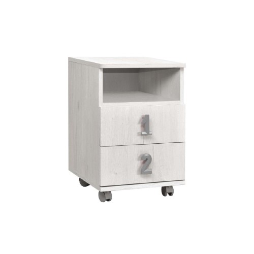 Κομοδίνο Numero 2F New Ασπρος Δρυς/Γκρι Κομοδίνο Numero 2F New Ασπρος Δρυς/Γκρι