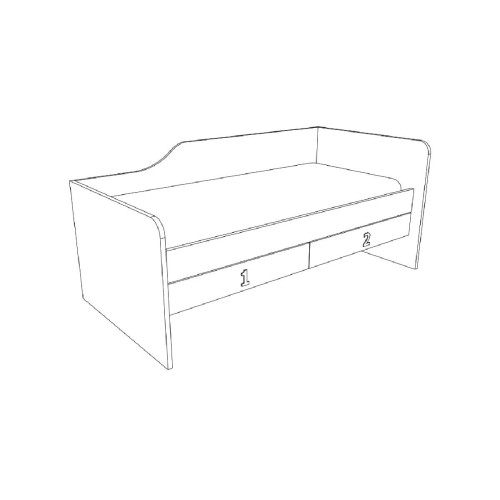 Μονό κρεβάτι με 2 συρτάρια δεξιάς φοράς Numero 2F Ασπρος Δρυς/ Μωβ