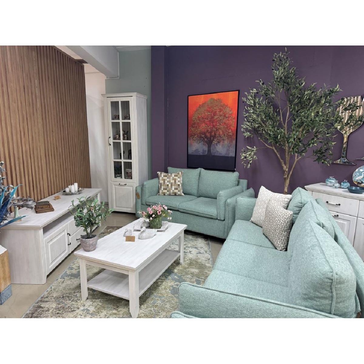 Βιτρίνα ψηλή RUSTIC rustic λευκό 66,5x40,6x209