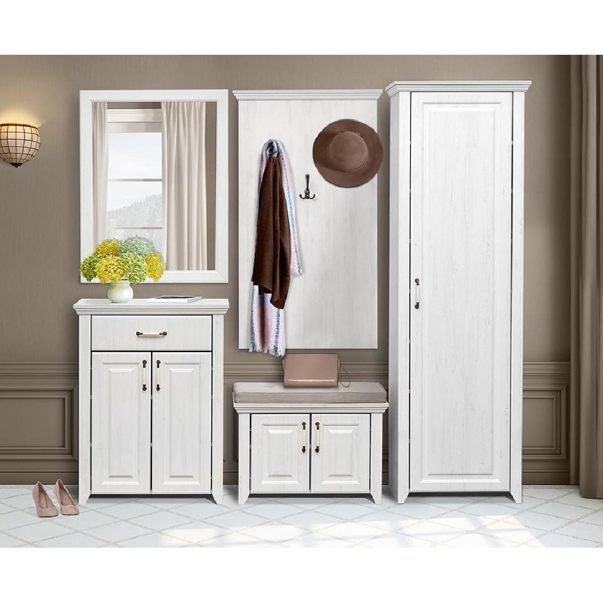 Επιτοίχιος καθρέφτης RUSTIC rustic λευκό 75x2x98