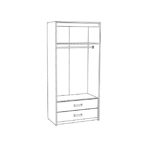 Δίφυλλη ντουλάπα Kinder 2V2F με 2 συρτάρια premium δρυς/ μπλε παστέλ 96,1x52x203