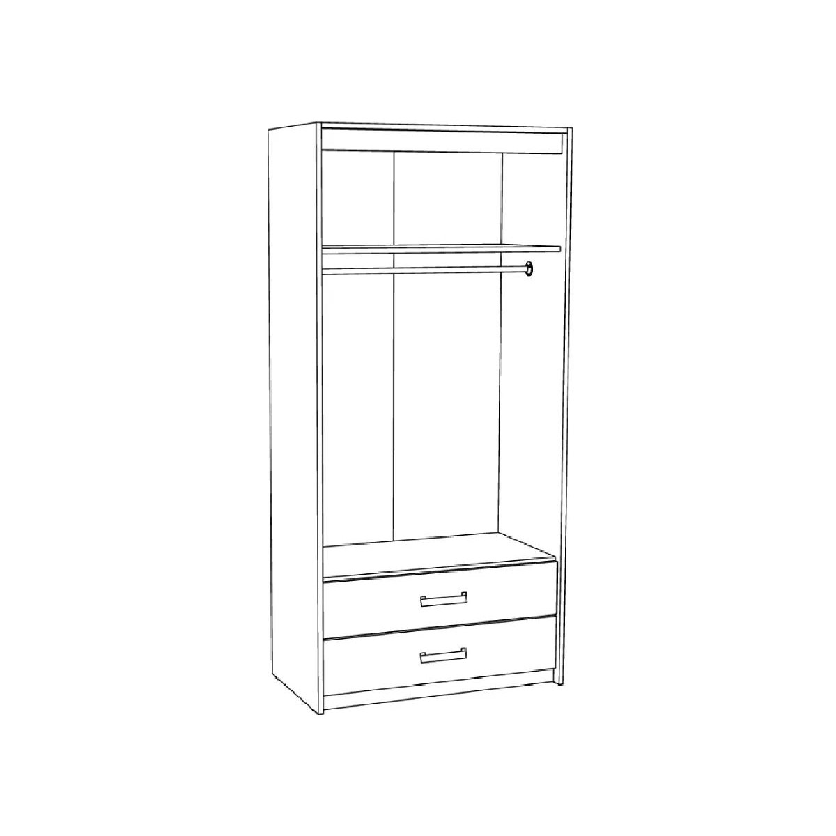 Δίφυλλη ντουλάπα Kinder 2V2F με 2 συρτάρια premium δρυς/ άμμου 96,1x52x203