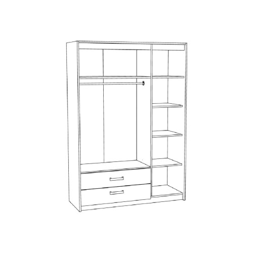 Τρίφυλλη ντουλάπα Kinder 3V2F με 2 συρτάρια premium δρυς/ άμμου 142,2x52x203