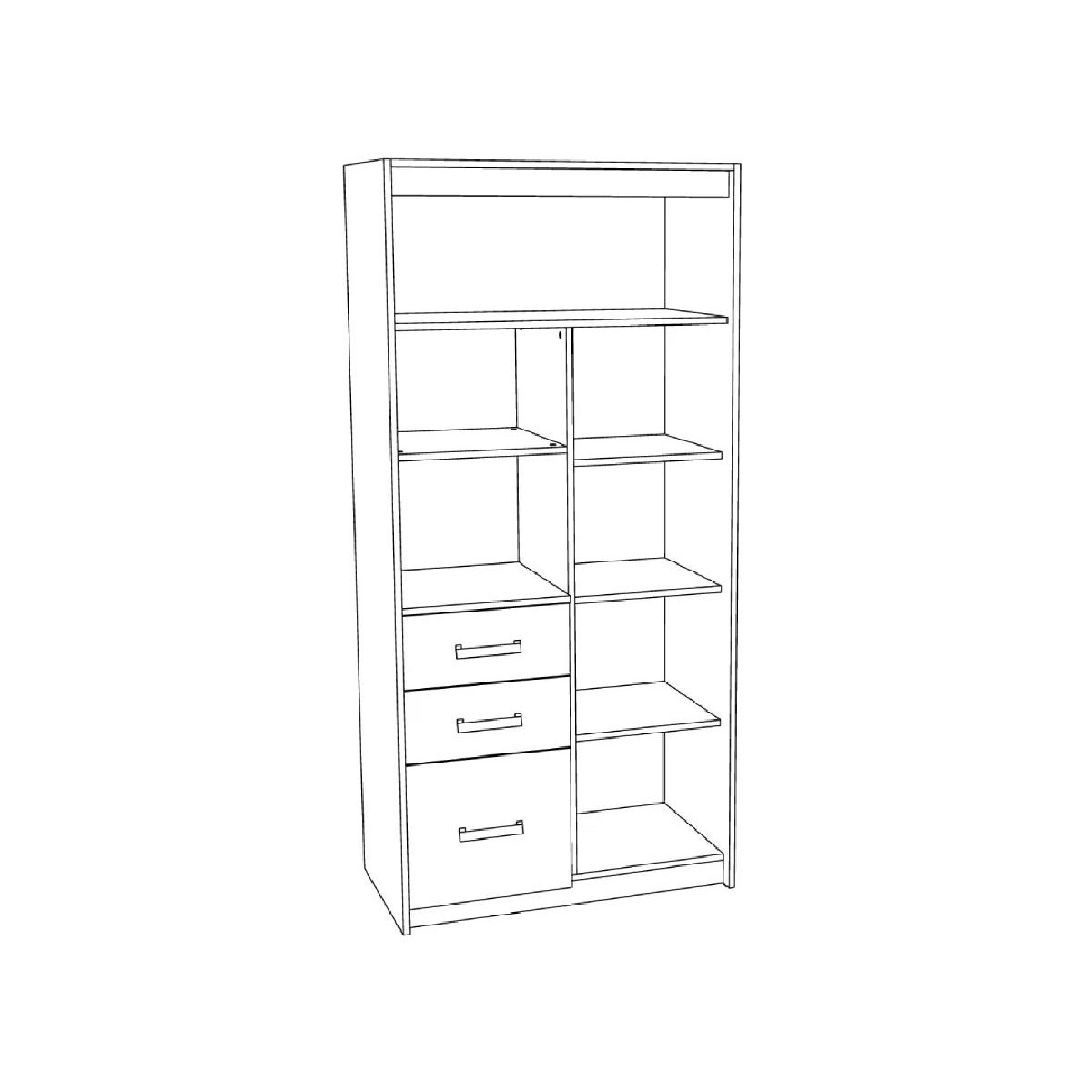 Δίφυλλη ντουλάπα Kinder 2V3F με 3 συρτάρια premium δρυς/ μπλε παστέλ 96,1x52x203