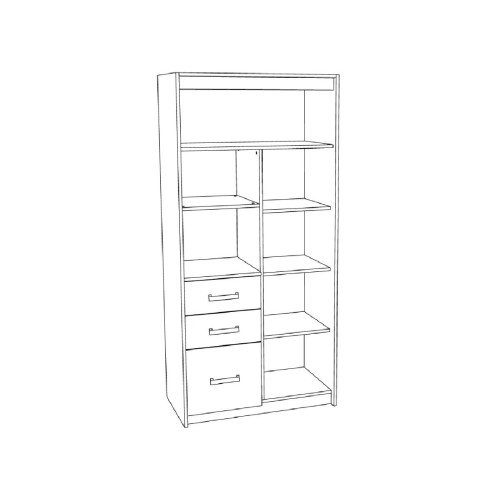 Δίφυλλη ντουλάπα Kinder 2V3F με 3 συρτάρια premium δρυς/ μπλε παστέλ 96,1x52x203