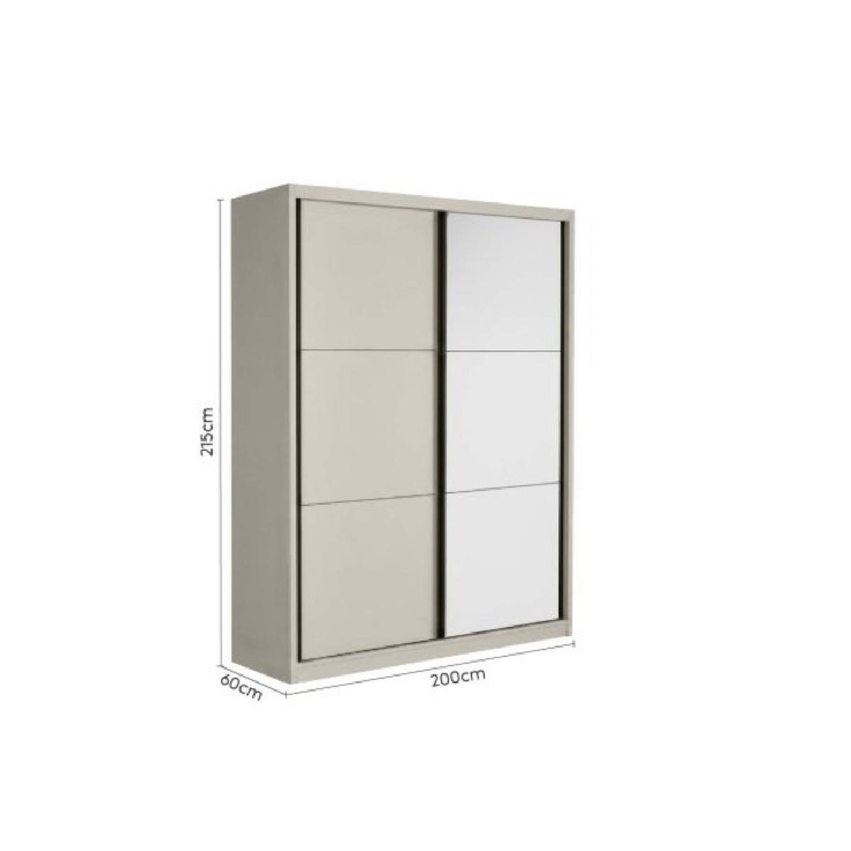 Συρόμενη ντουλάπα με καθρέφτη SLIDE 200 Cashmere 200x60x215