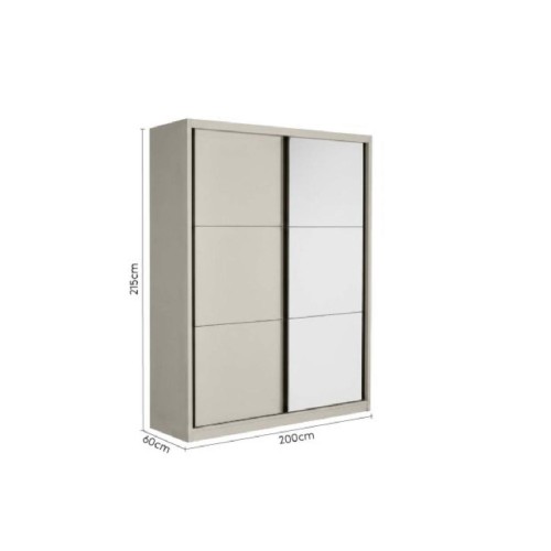 Συρόμενη ντουλάπα με καθρέφτη SLIDE 200 Cashmere 200x60x215