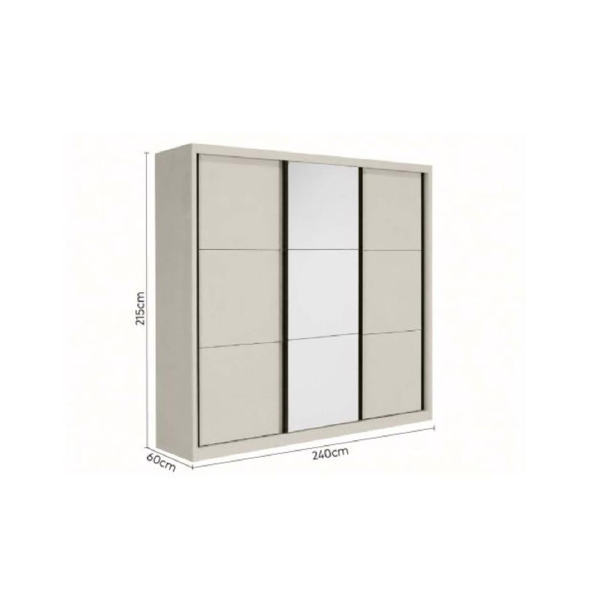 Συρόμενη ντουλάπα με καθρέφτη SLIDE 240 Cashmere 240x60x215