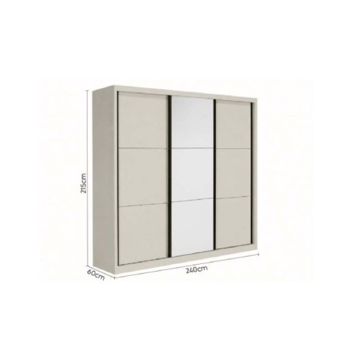 Συρόμενη ντουλάπα με καθρέφτη SLIDE 240 Cashmere 240x60x215