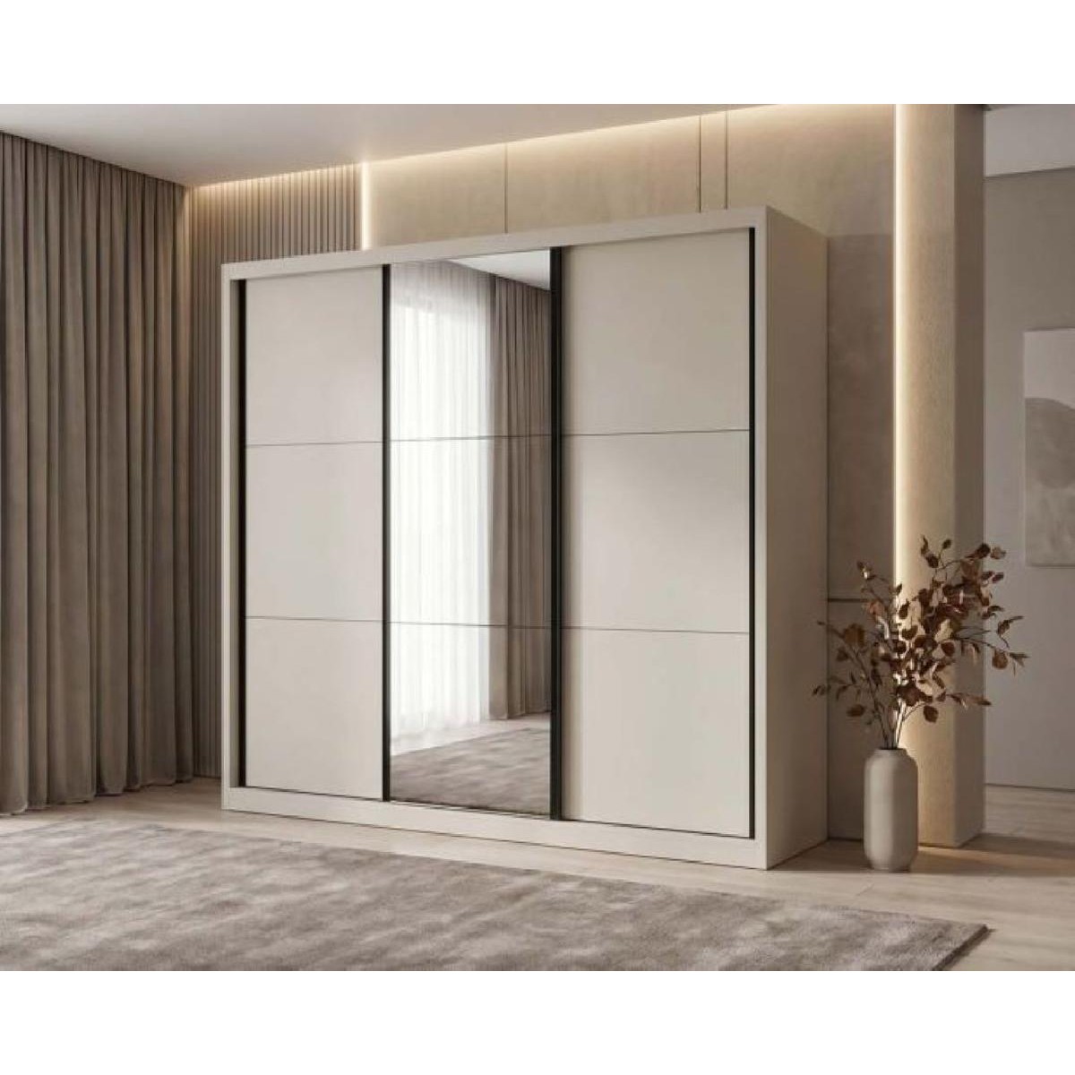 Συρόμενη ντουλάπα με καθρέφτη SLIDE 240 Cashmere 240x60x215