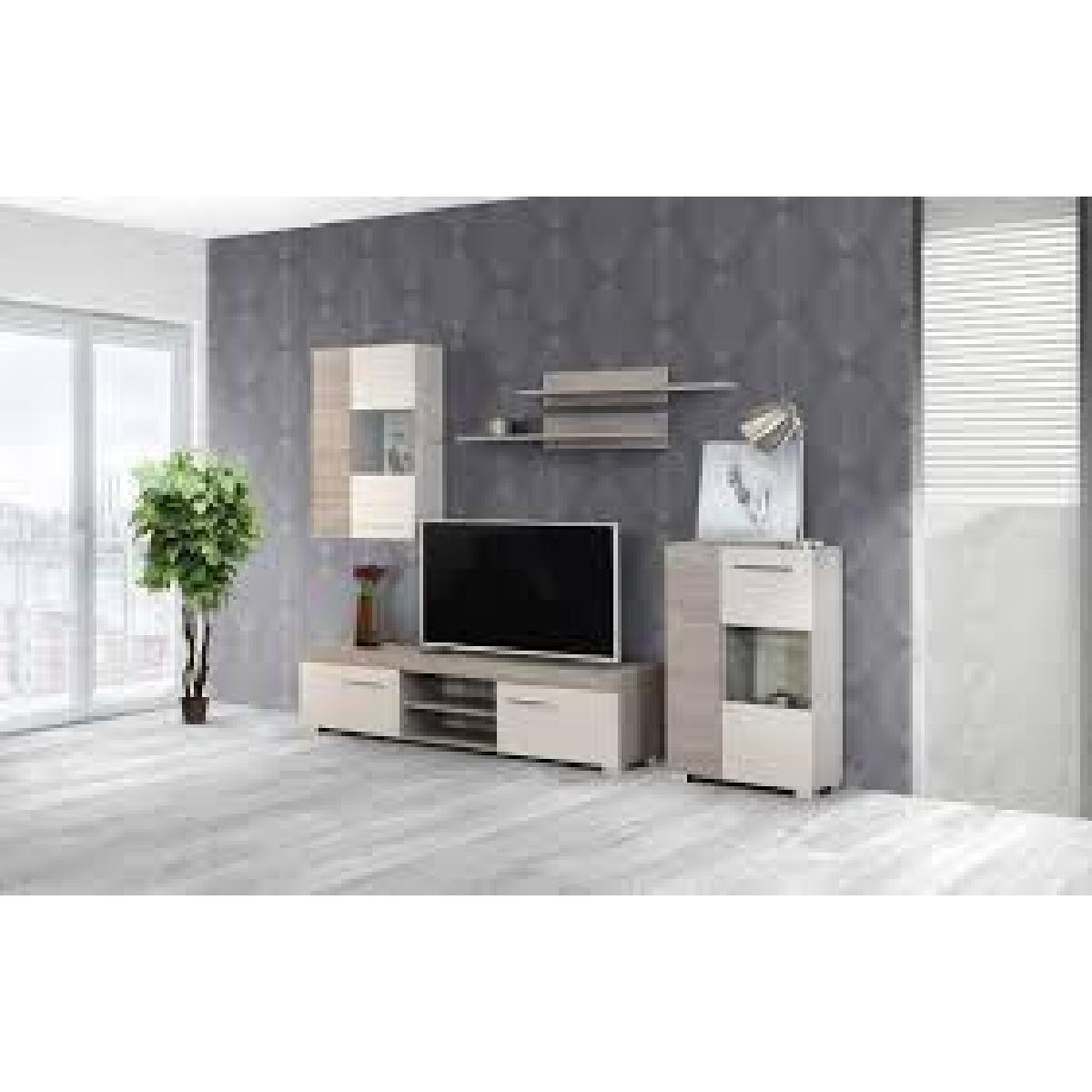Έπιπλο TV BARCELONA nordic δρυς/ άμμου γυαλιστερό 180x40x45,5