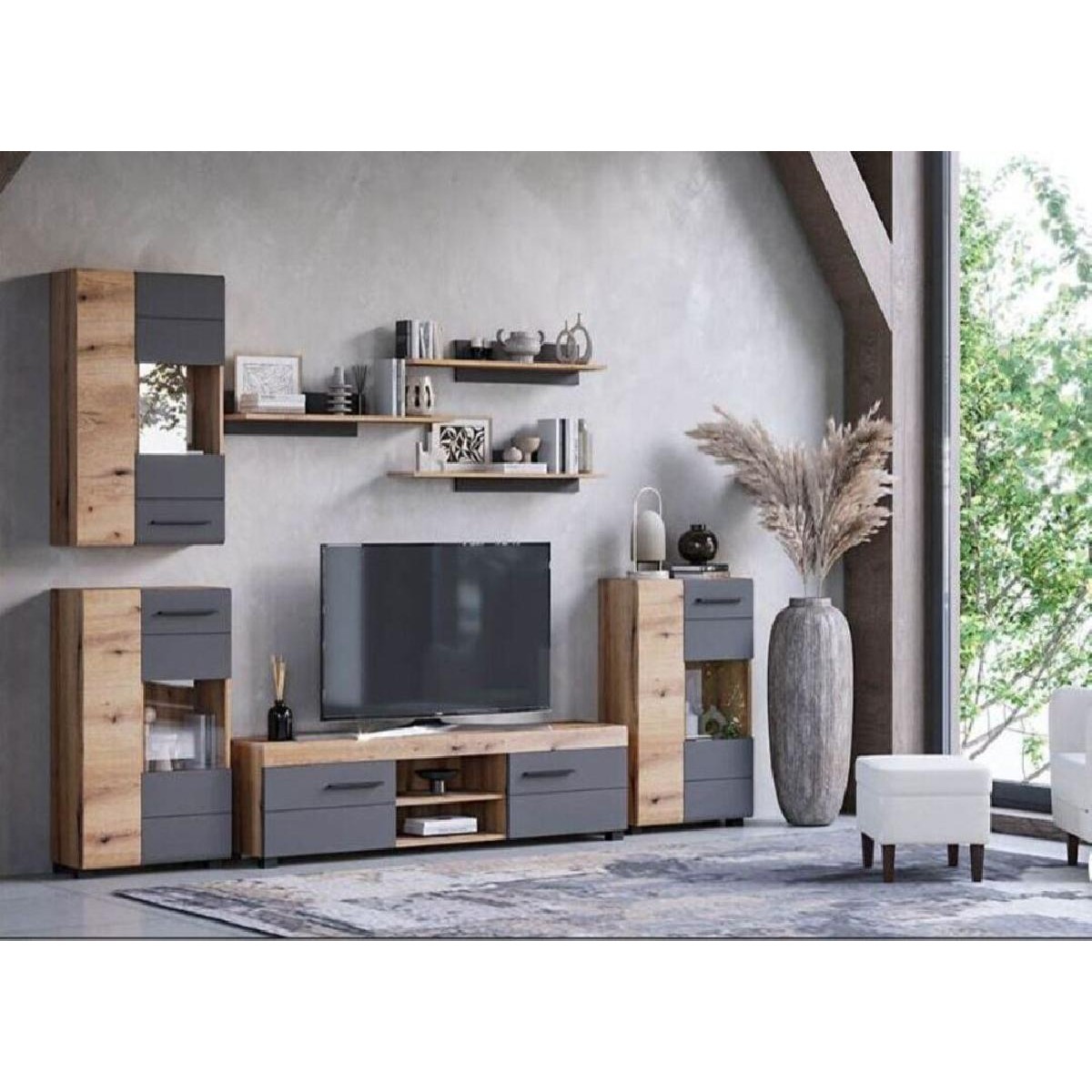 Έπιπλο TV BARCELONA artisan/ γκρι 180x40x45,5