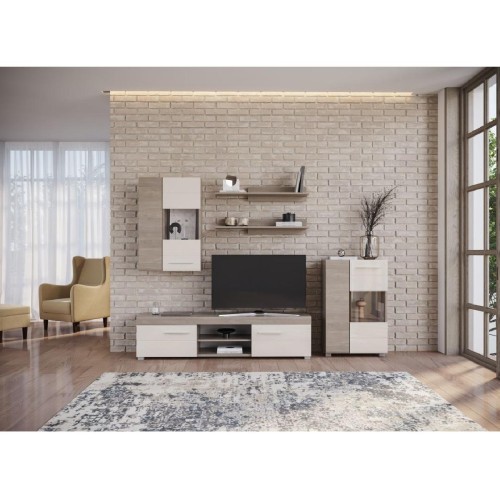 Επιδαπέδια βιτρίνα BARCELONA nordic δρυς/ άμμου γυαλιστερό 65x32x103