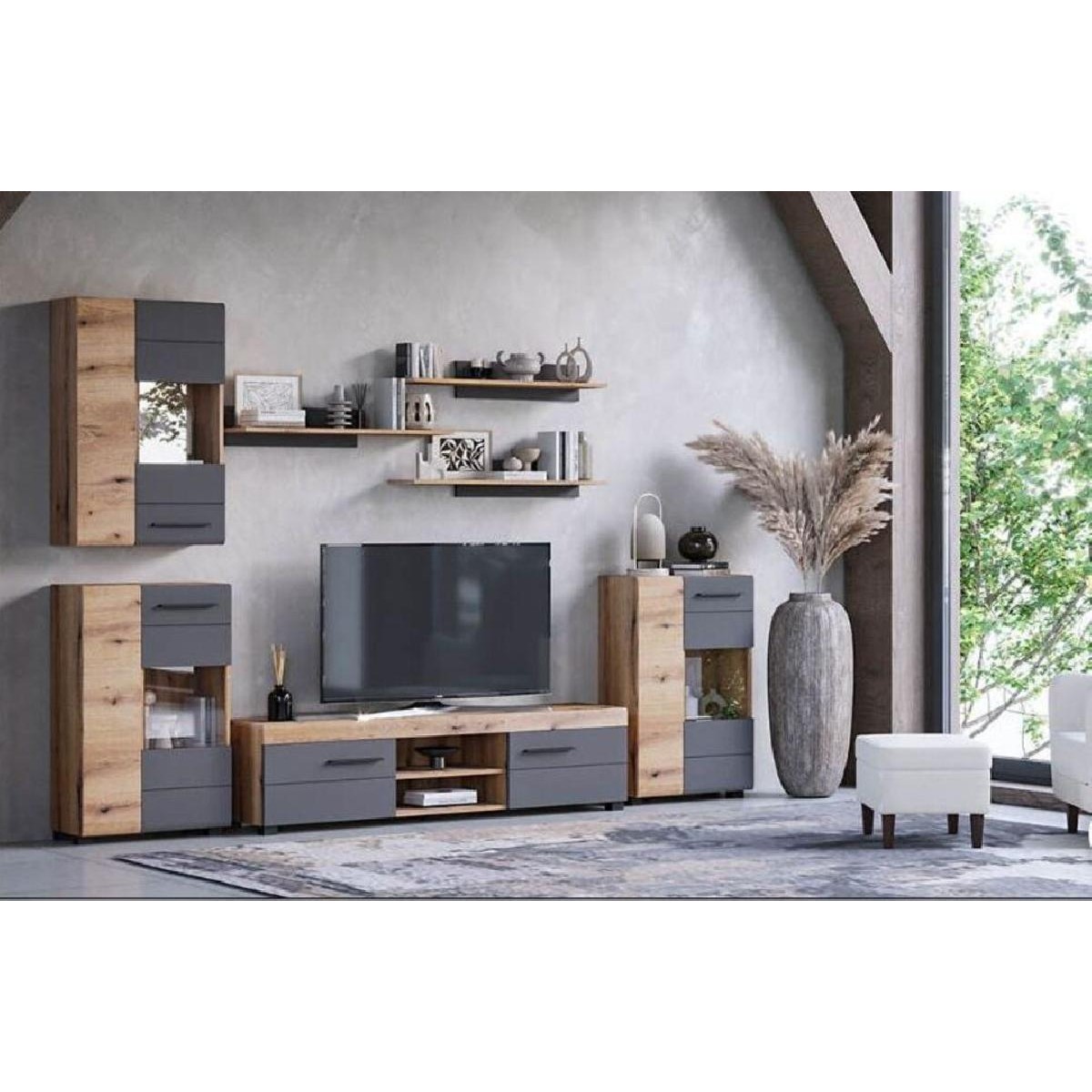 Επιτοίχια βιτρίνα BARCELONA artisan/ γκρι 65x27x99 Επιτοίχια βιτρίνα BARCELONA artisan/ γκρι 65x27x99