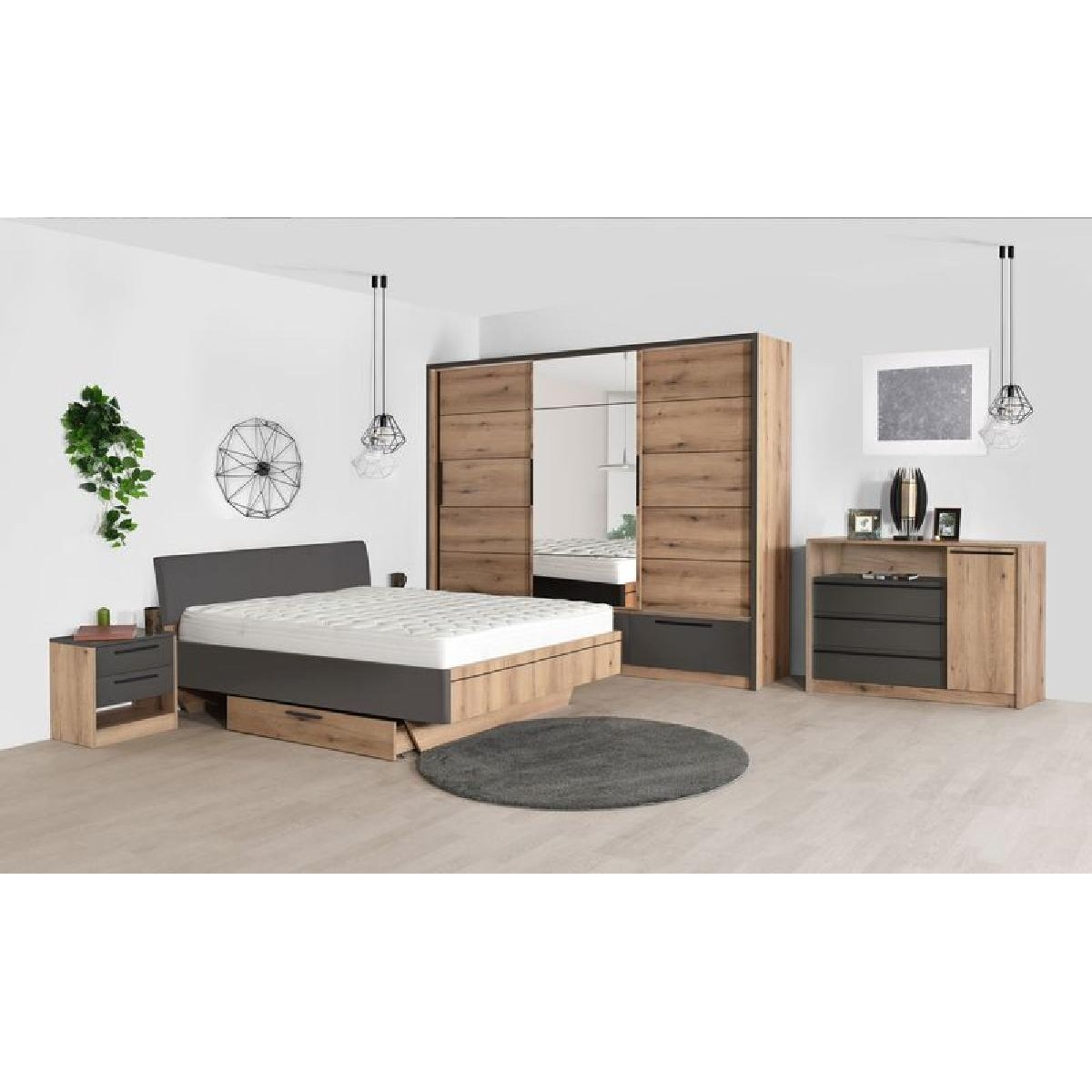 Κρεβάτι 160 KALIOPA artisan/ γκρι 168x219x92