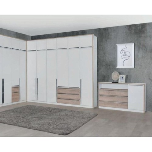 Κομότα συρταριέρα με 3 συρτάρια KALIOPA 1V3F premium δρυς/ λευκό 147,5x38,5x91