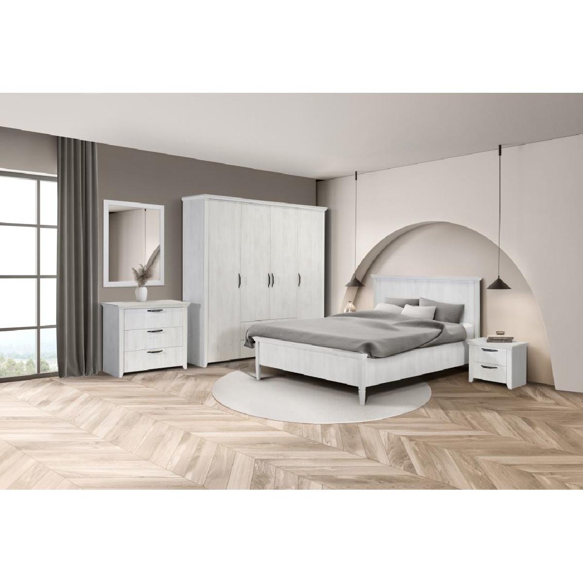 Ανοιγόμενη ντουλάπα με 2 συρτάρια RUSTIC 4V2F rustic λευκό 216x58x220