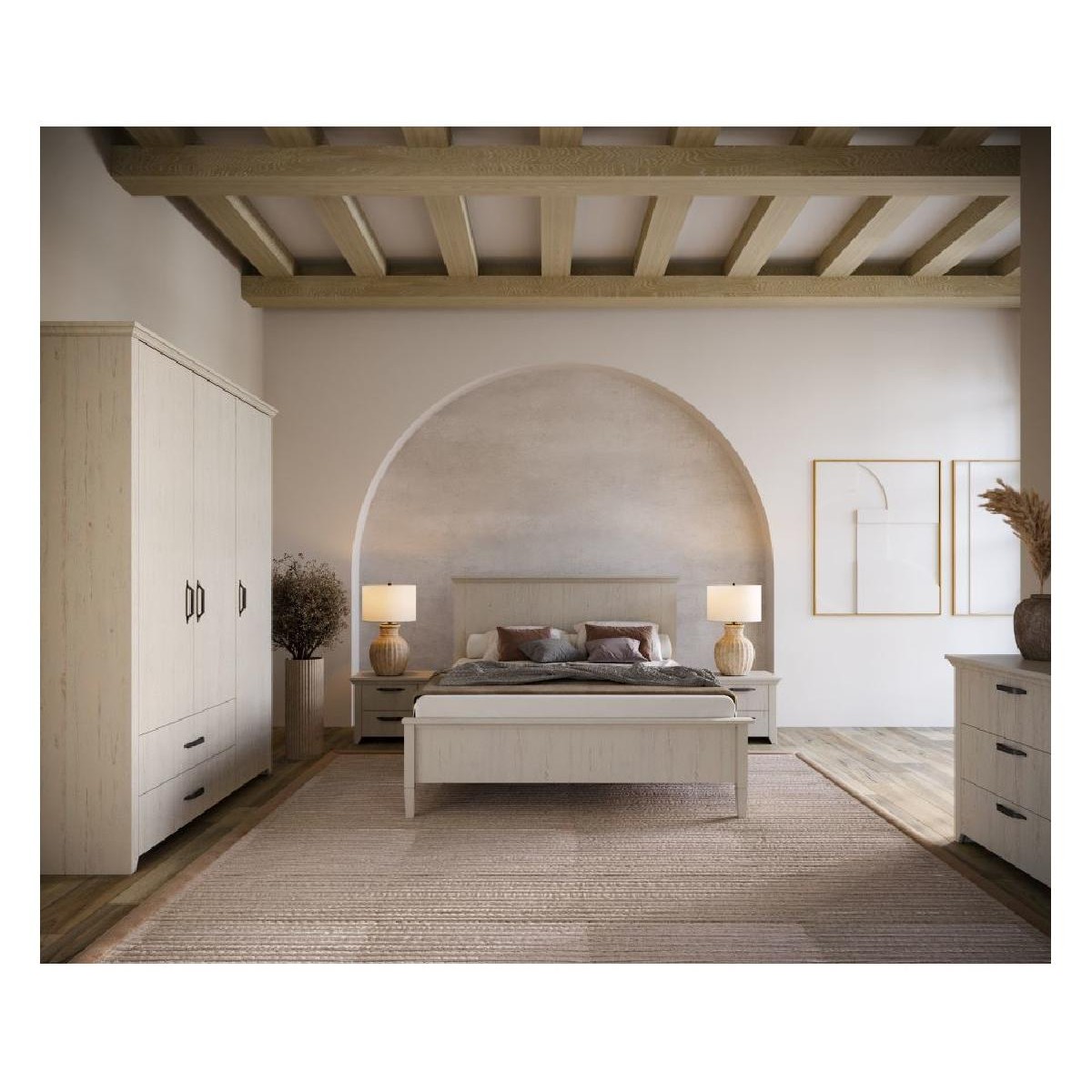 Ανοιγόμενη ντουλάπα με 2 συρτάρια RUSTIC 3V2F rustic λευκό 166,5x58x220