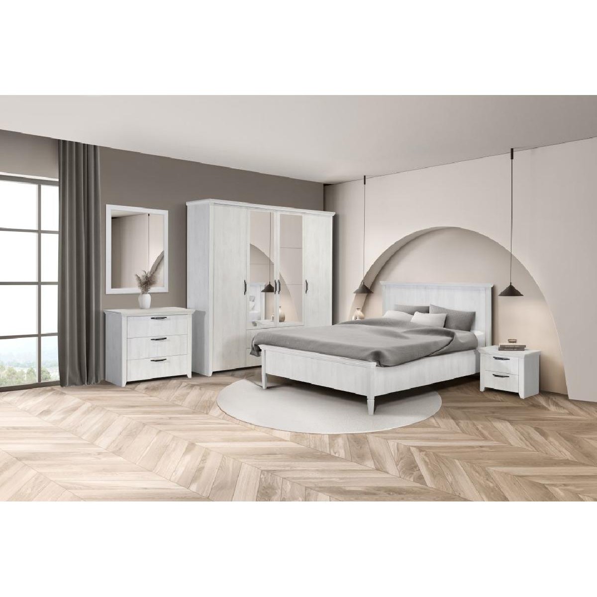 Κομοδίνο RUSTIC rustic λευκό 56,5x41x48