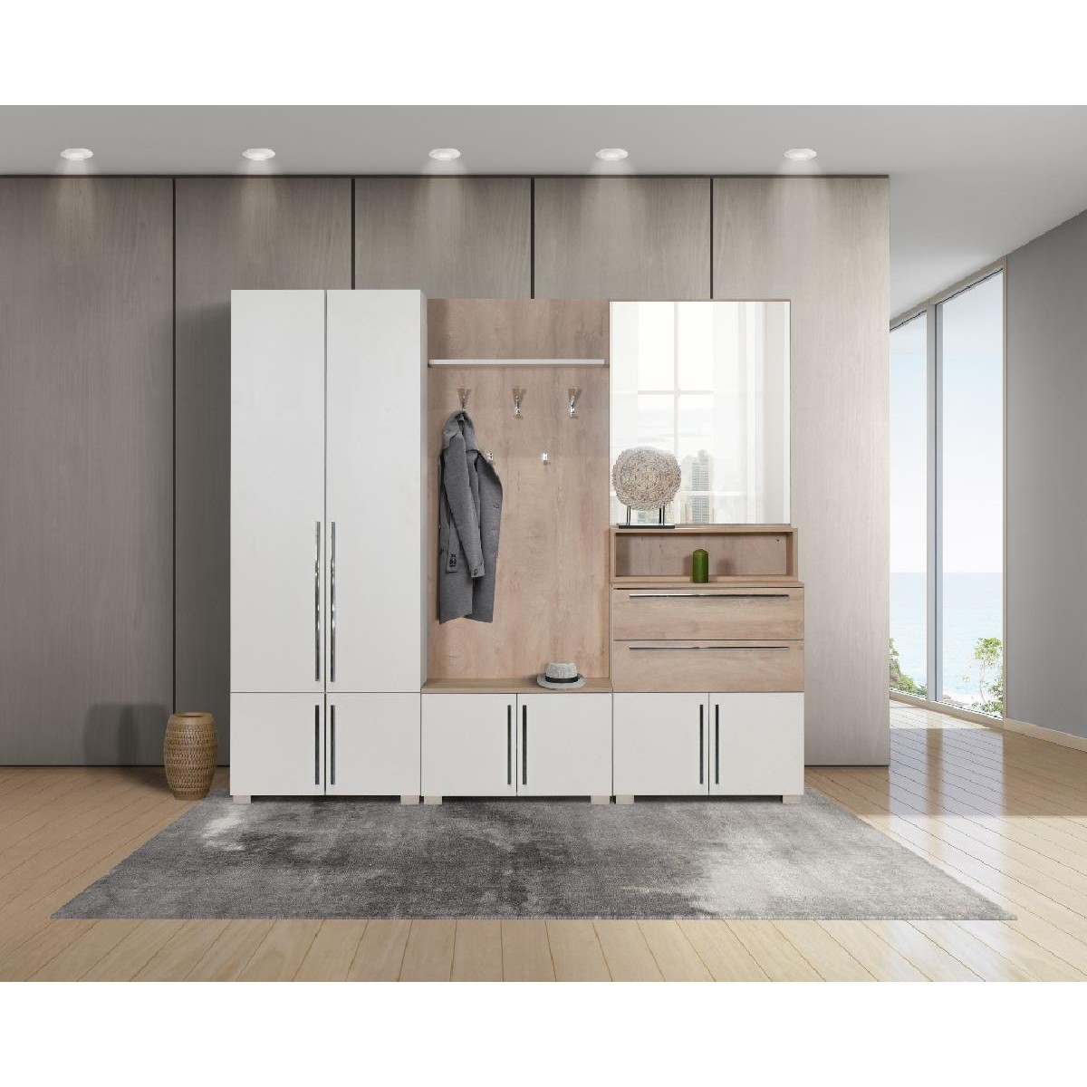 Πατάρι LEONIDAS 80 premium δρυς/ λευκό 80x38x45 Πατάρι LEONIDAS 80 premium δρυς/ λευκό 80x38x45