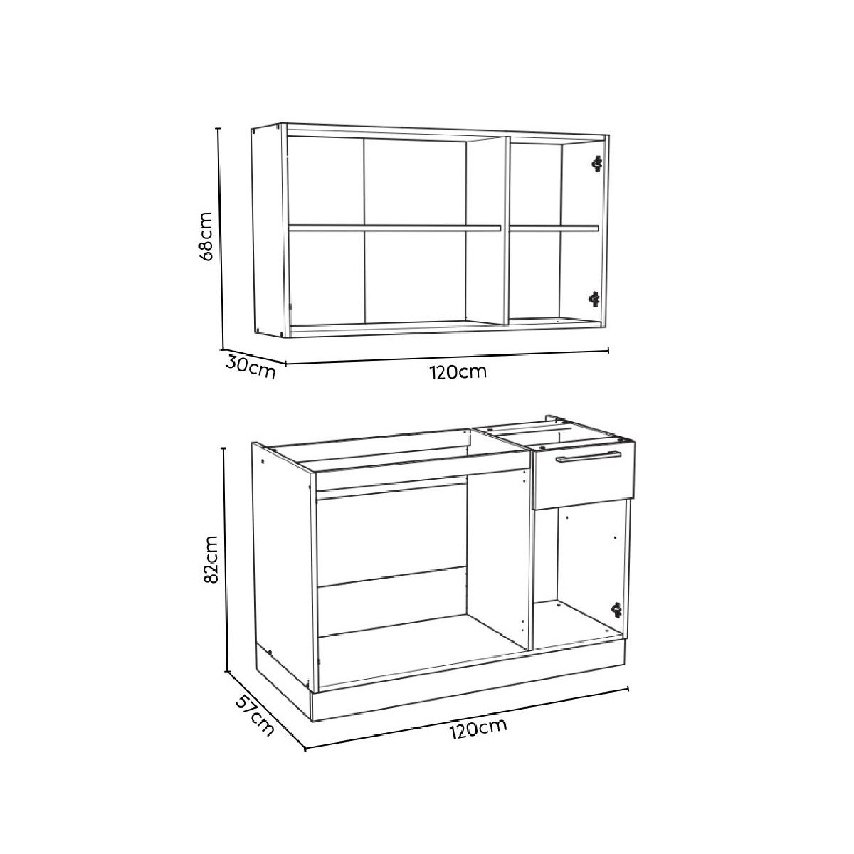 Σετ κουζίνας 120εκ. COMFORT 120 Δρυς πάγου